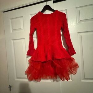 Christmas/Holiday Dress Bonnie Jean Red Knit Dress with Tulle Skirt size 12